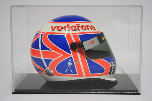 Jenson Button 1/2 scale helmet in perspex case