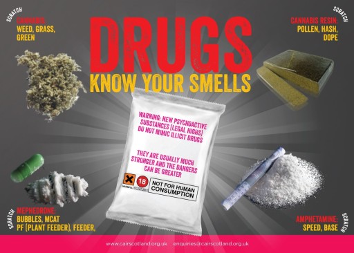 cannabis mephedrone amphetamine scratch and sniff card