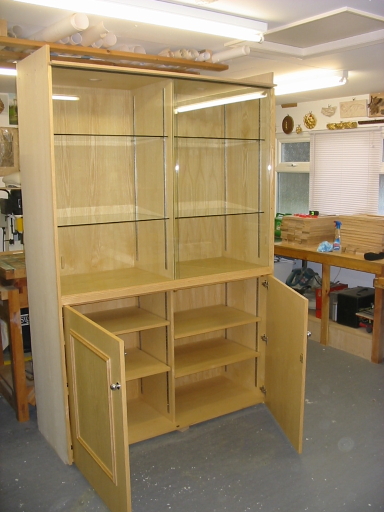 Ash Veneered Display and Storage Cabinet