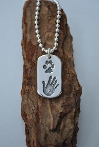 Handmade dog tag, for him, fingerprint jewellery.