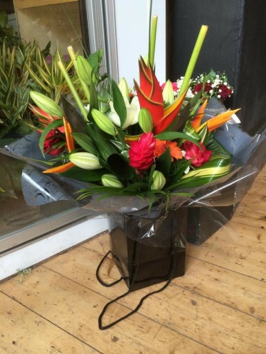 lovely bouquet of exotic flowers