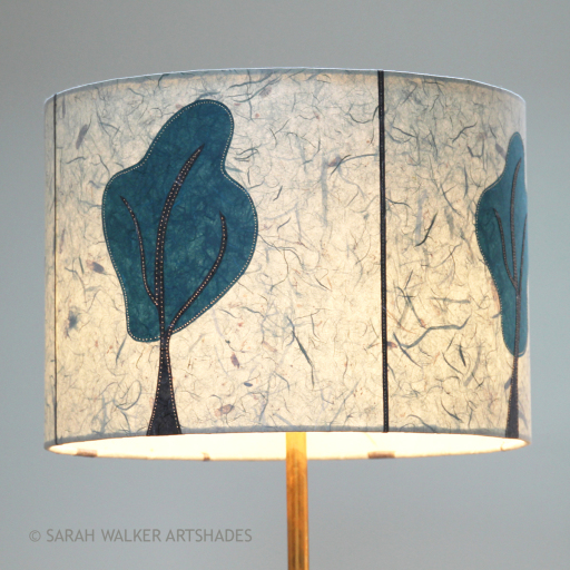 Custom made lampshade teal tree design