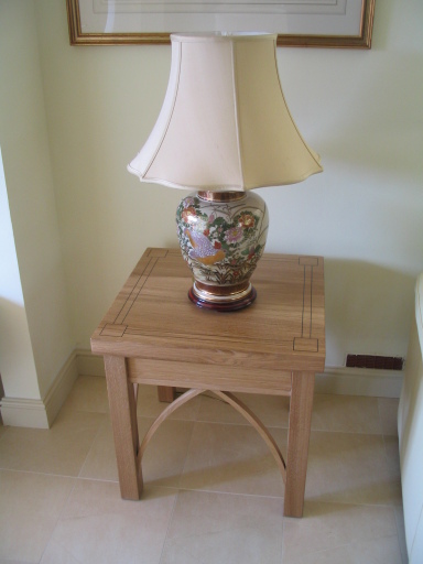 A stylish hand made lamp table