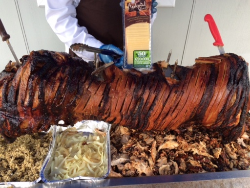 Hog with onions and stuffing