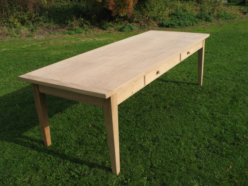 Oak French Table planked top and cleated ends