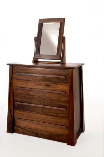 Chest of Drawers and Mirror in American Black Walnut