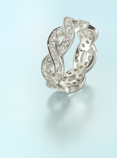 Bespoke Platinum full diamond pave set platted style wedding ring