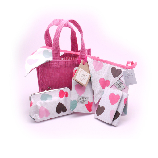 Sweetheart oil cloth collection in cute jute bag