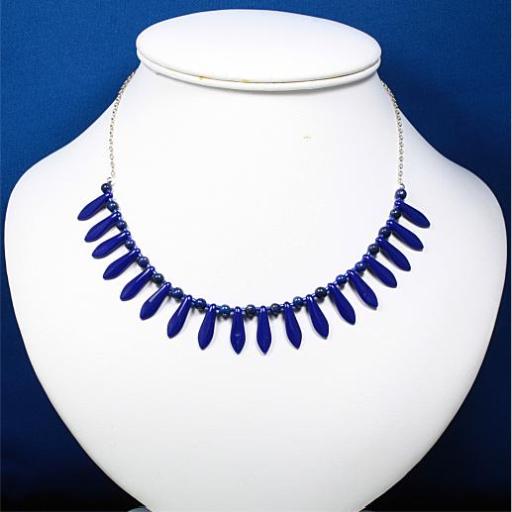Lapis and Czech glass choker designed and made by Kwilkyn
