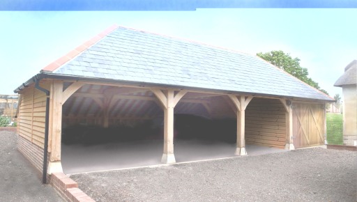 4 bay green oak garage