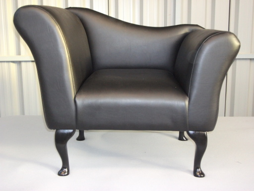 Designer Armchair Upholstered in Black Flux Leather