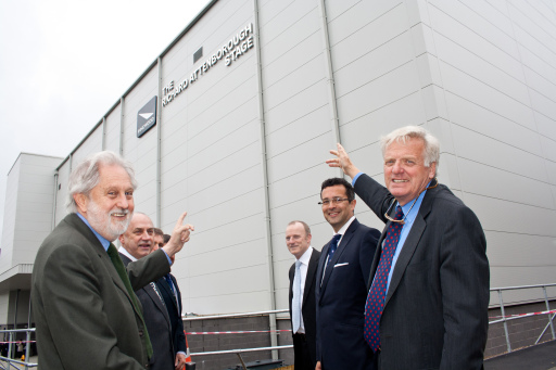 Attenborough Stage opening at Pinewood. Lords Puttnam and Grade with my client Life Build Solutions.