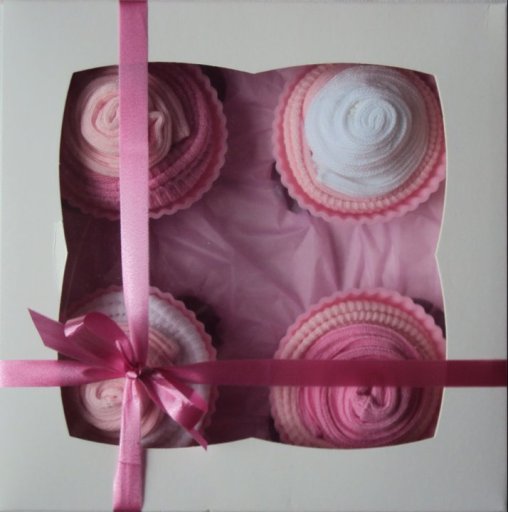 Set of 4 Pink Cupcake Socks