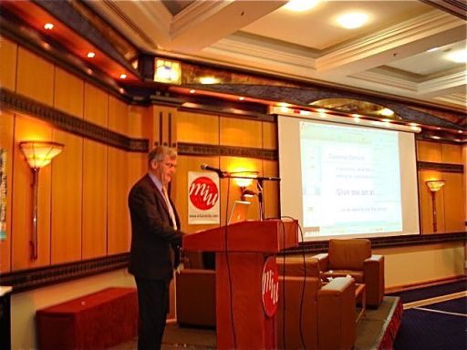 Delivering a keynote speech to an aviation conference