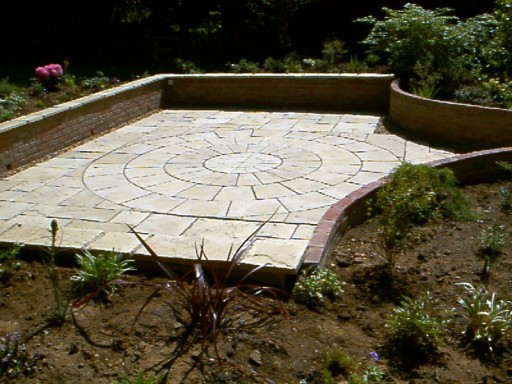 paving, walling, planting