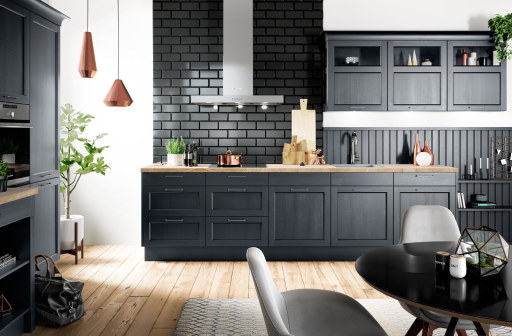 Traditional Blue Wood Shaker kitchen Staffordshire