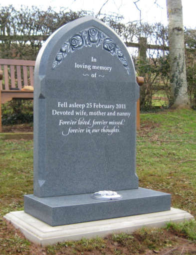 Gothic headstone with incised inscription