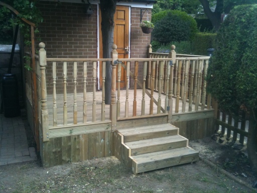 A recent decking completed by our selfs,,even trees dont stop us