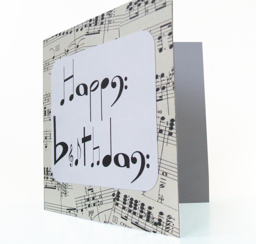 Birthday card made from sheet music