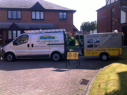 busy at work window and gutter cleaning in chester
