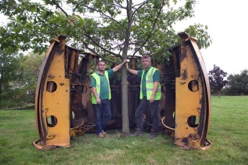 One of our fleet of Tree Spades about to transplant a tree