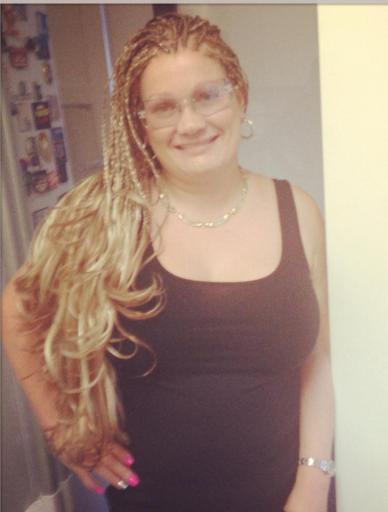 neutex hair extentions in braids on caucasian hair