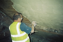Sand / Lime / Horsehair Plastering onto Oak Riven Laths at Sizergh Castle, Cumbria