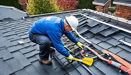 Roofer repairing a roof - Roof repair leeds -