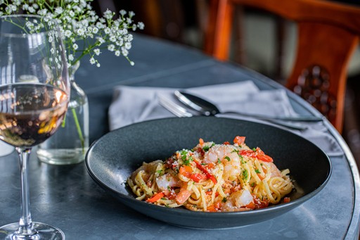 King prawn & crab linguine, brown crab & chilli butter