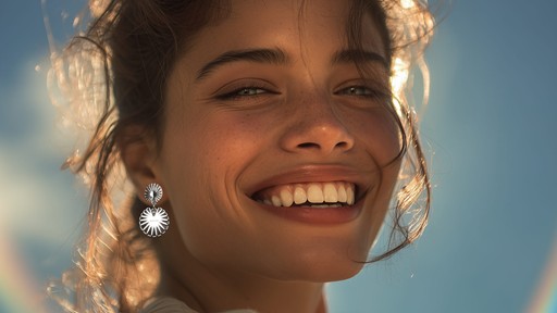 smiling woman wearing Christine Sadler earrings