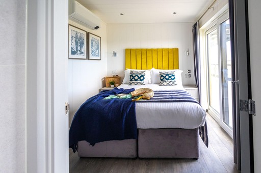 Bedroom view of one of our Luxury Eco Lodges at Gwel an Mor