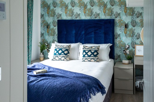 Bedroom view of one of our Luxury Eco Lodges at Gwel an Mor