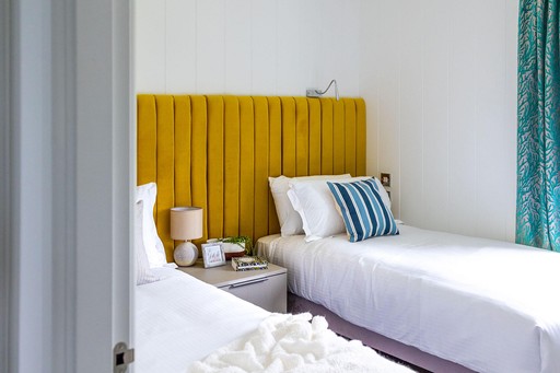 Bedroom view of one of our Luxury Eco Lodges at Gwel an Mor