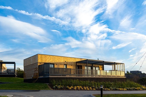 Exterior view of a Luxury Eco Lodge at Gwel an Mor