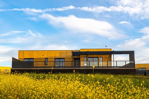 Exterior view of a Luxury Eco Lodge at Gwel an Mor