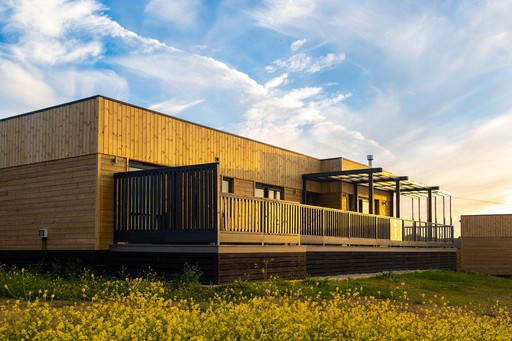Exterior view of a Luxury Eco Lodge at Gwel an Mor
