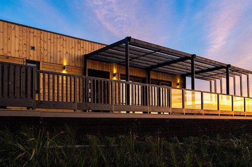 Exterior view of a Luxury Eco Lodge at Gwel an Mor