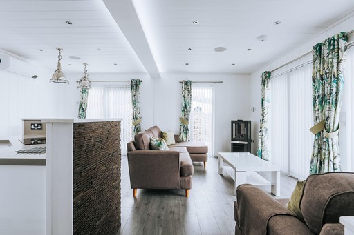 Living area of one of our Luxury Eco Lodges at Gwel an Mor