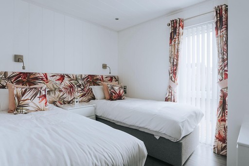 Bedroom view of one of our Luxury Eco Lodges at Gwel an Mor