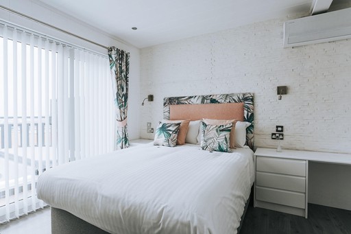 Bedroom view of one of our Luxury Eco Lodges at Gwel an Mor