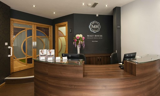 The reception at Malt House Specialist Dental Centre