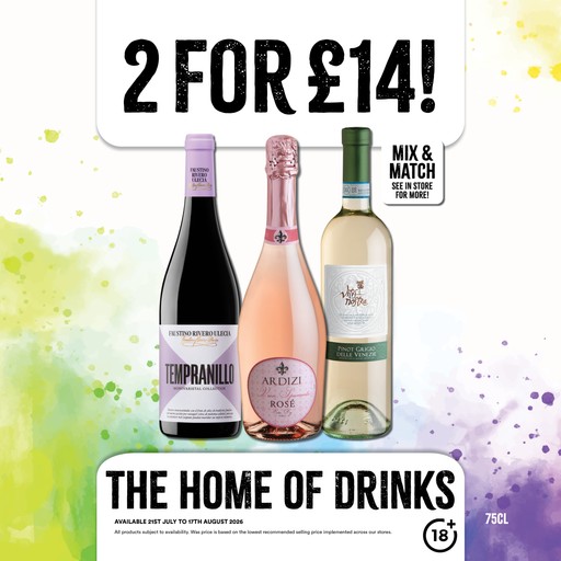 2 For £14 On Selected Wines