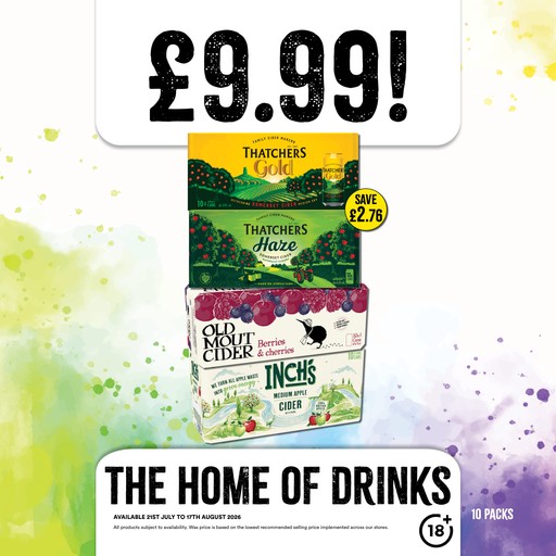 £9.99 Each on selected beer & cider packs