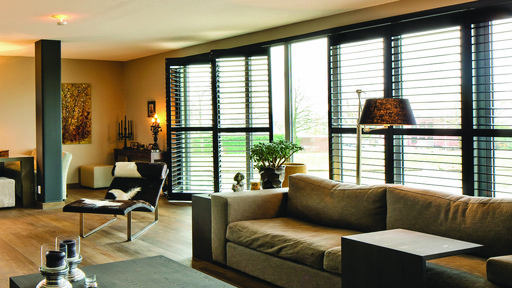 Bi-Fold Tracked Shutters For Wide Windows
