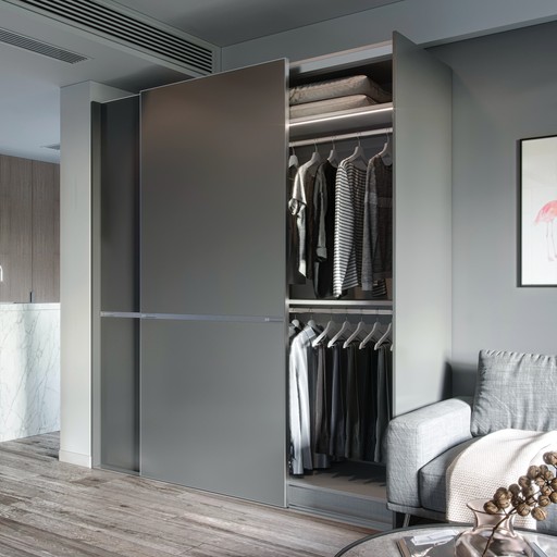 Grey Fitted Sliding Wardrobe 