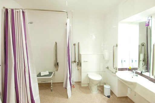 Premier Inn accessible wet room with walk-in shower
