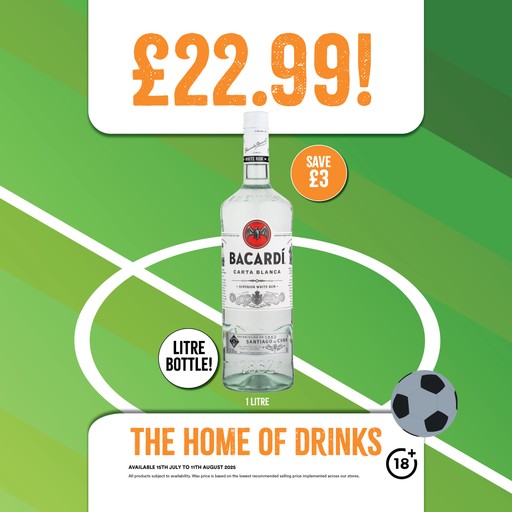 Litre bottle of Bacardi £22.99