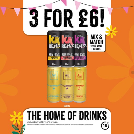 3 For £6 on ready to drink cans