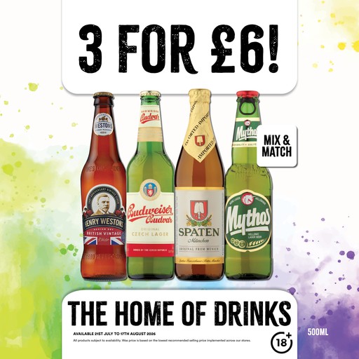 3 For £6 on selected Beer & Cider bottles