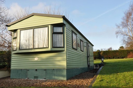Front view of Skylark caravan at Bridleways.